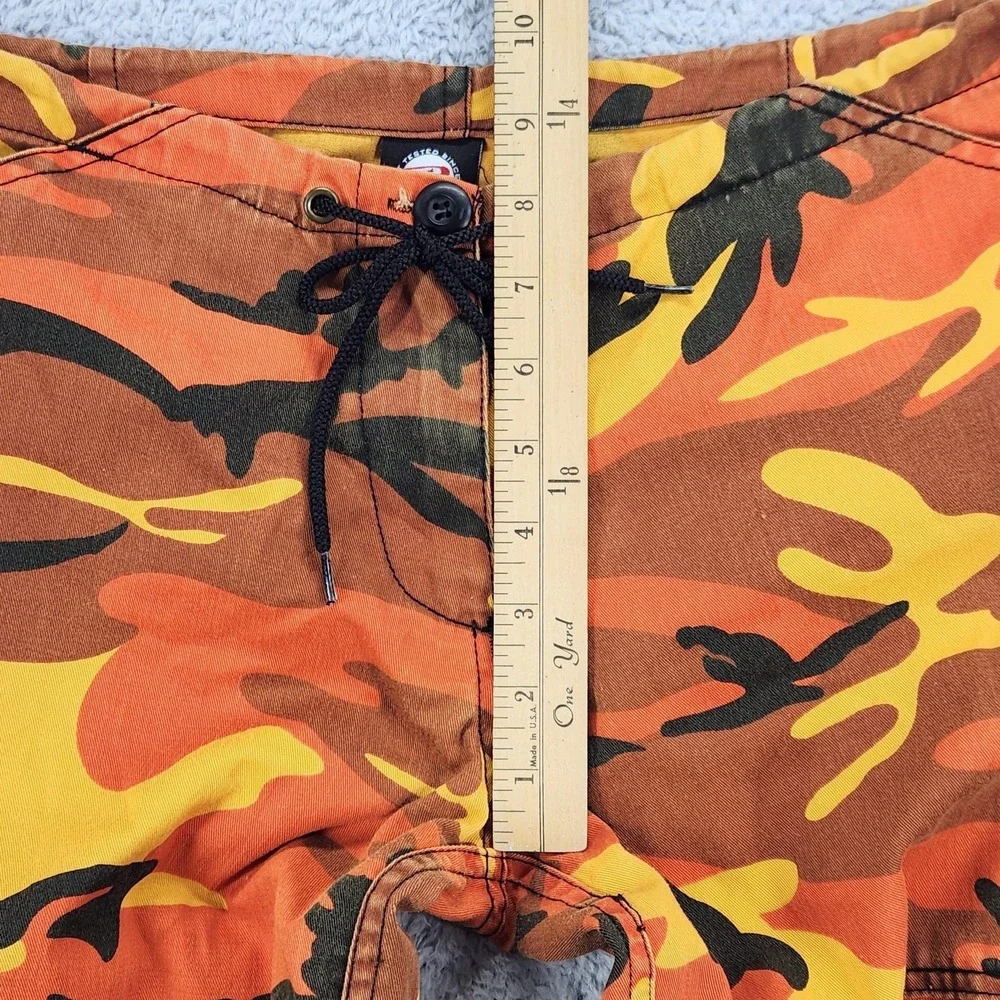 Rothco Camo Cargo Pants Mens XS 34x28 Orange Yellow Relaxed Fit Drawstring Hem